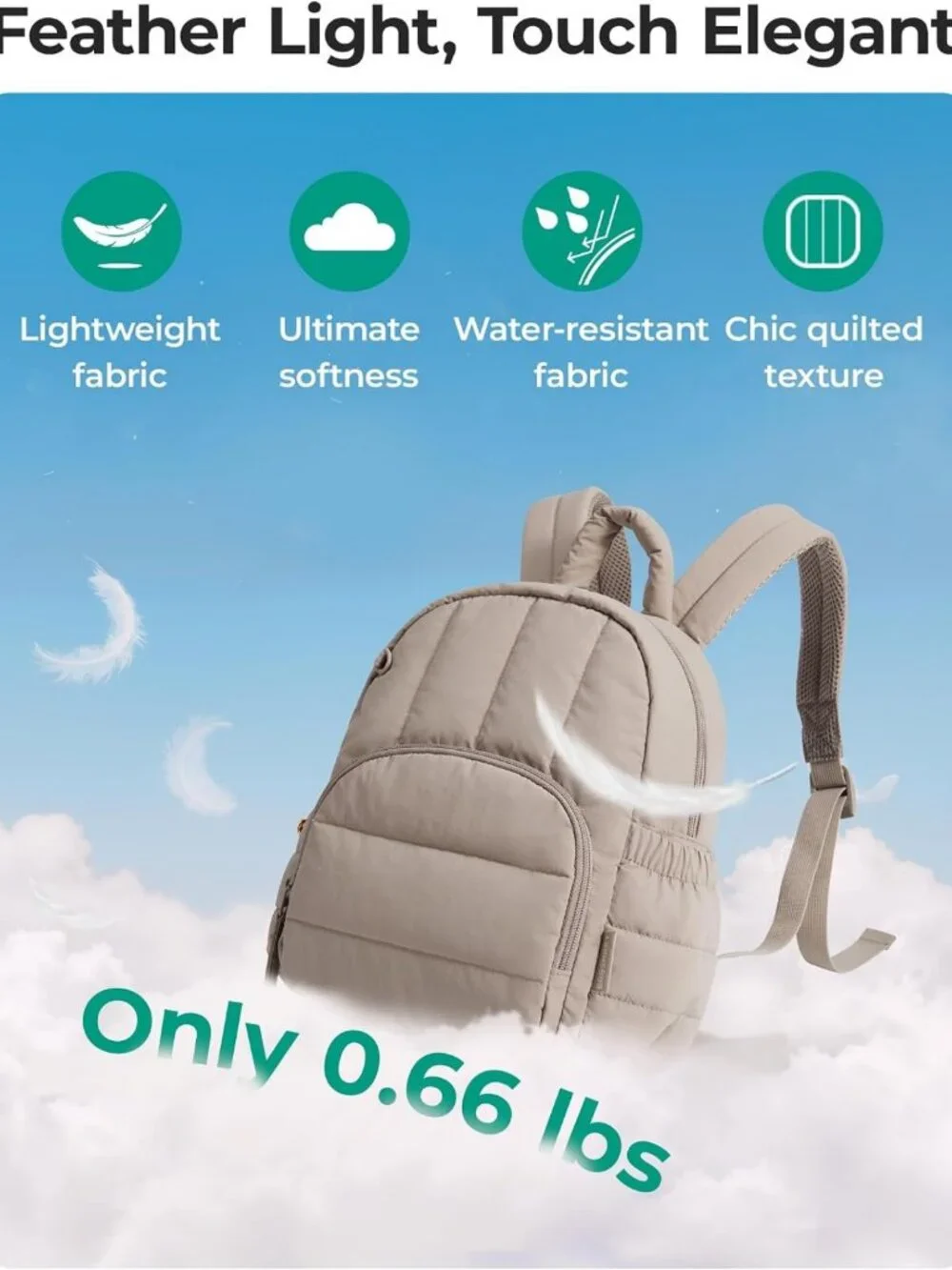 Lightweight Quilted Mini Backpack Purse, Water-Resistant Casual Daypack for